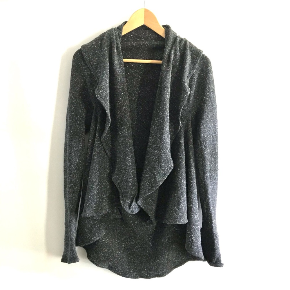 Undesigned by Carol Young Wool Shawl Sweater Size S - Gray, Open Front, Draped